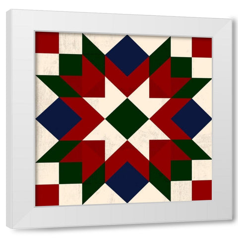 Christmas Barn Quilt IV White Modern Wood Framed Art Print by Barnes, Victoria