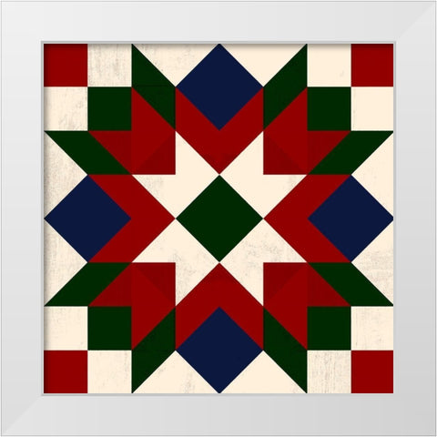 Christmas Barn Quilt IV White Modern Wood Framed Art Print by Barnes, Victoria