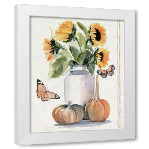 Autumn Sunflowers II White Modern Wood Framed Art Print by Parker, Jennifer Paxton
