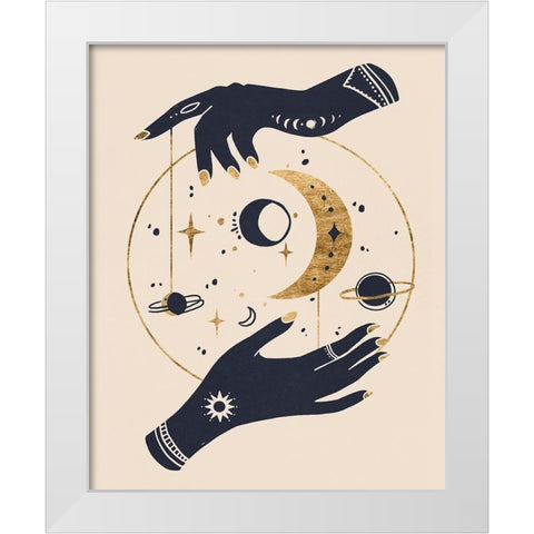 Moon Hands II White Modern Wood Framed Art Print by Warren, Annie