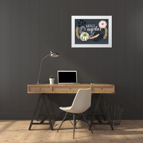 Harvest Blue Pumpkin II White Modern Wood Framed Art Print by Parker, Jennifer Paxton