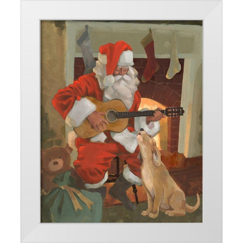 Santa Serenade White Modern Wood Framed Art Print by Green, Jacob
