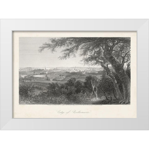 City of Baltimore White Modern Wood Framed Art Print by Bryant, William Cullen