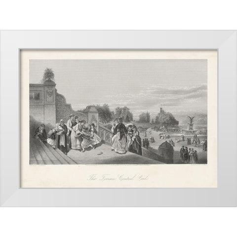 The Terrace-Central Park White Modern Wood Framed Art Print by Bryant, William Cullen