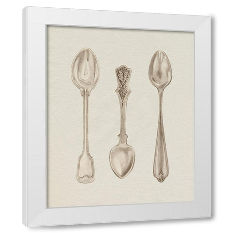 Silver Spoon I White Modern Wood Framed Art Print by Popp, Grace