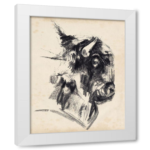 Bison Head Gesture I White Modern Wood Framed Art Print by Parker, Jennifer Paxton