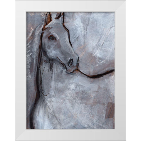 White Horse Contour I White Modern Wood Framed Art Print by Parker, Jennifer Paxton