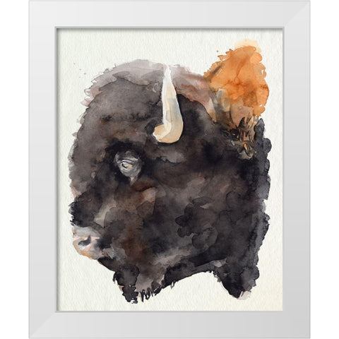 Watercolor Bison Profile II White Modern Wood Framed Art Print by Parker, Jennifer Paxton