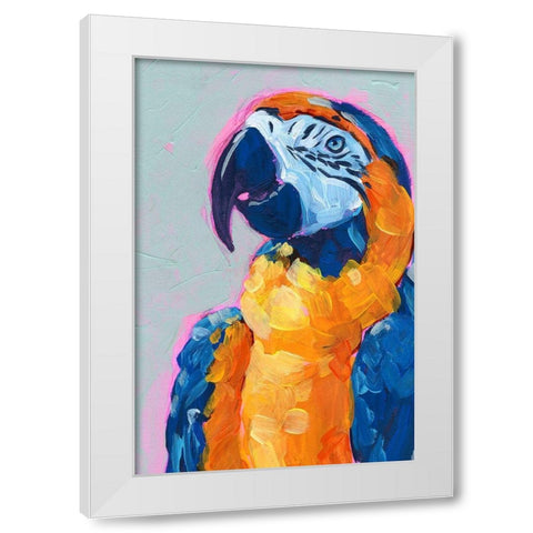 Pop Art Parrot I White Modern Wood Framed Art Print by Parker, Jennifer Paxton