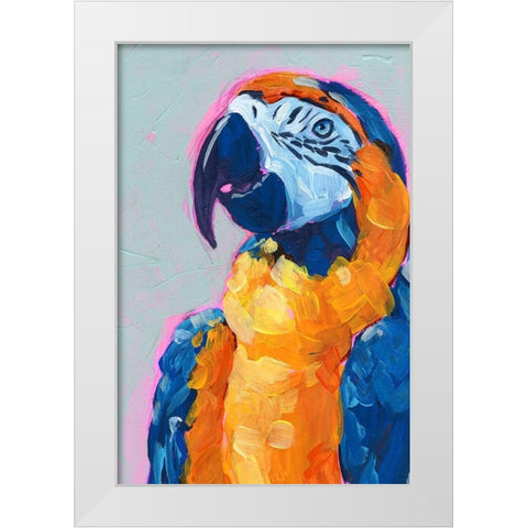 Pop Art Parrot I White Modern Wood Framed Art Print by Parker, Jennifer Paxton