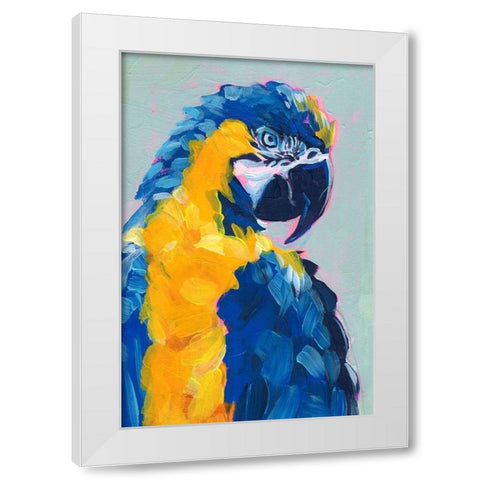 Pop Art Parrot II White Modern Wood Framed Art Print by Parker, Jennifer Paxton
