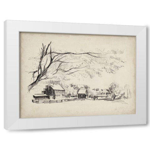 Sketched Barn View I White Modern Wood Framed Art Print by Parker, Jennifer Paxton