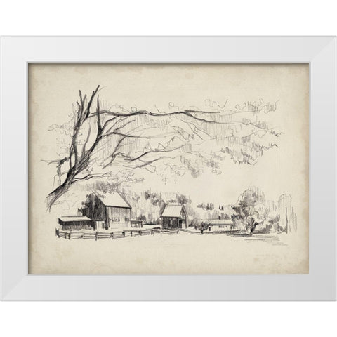 Sketched Barn View I White Modern Wood Framed Art Print by Parker, Jennifer Paxton