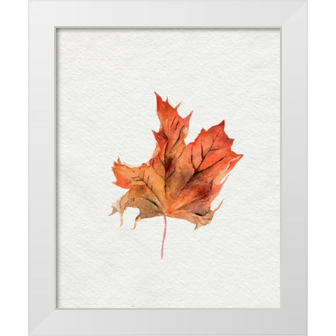 Watercolor Autumn Leaf II White Modern Wood Framed Art Print by Parker, Jennifer Paxton