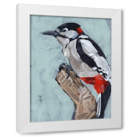 Woodpecker Paintstrokes I White Modern Wood Framed Art Print by Parker, Jennifer Paxton