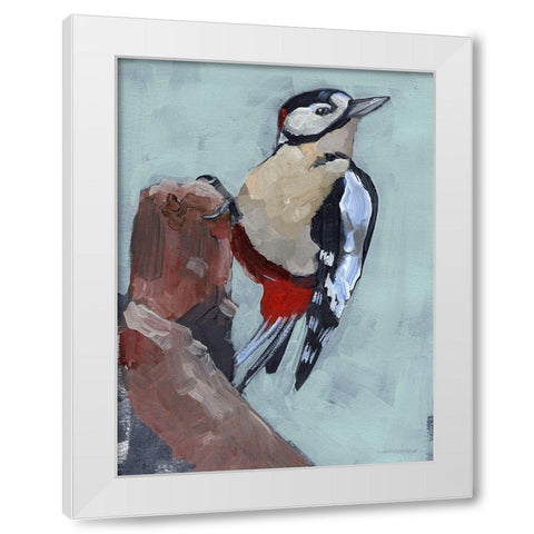 Woodpecker Paintstrokes II White Modern Wood Framed Art Print by Parker, Jennifer Paxton
