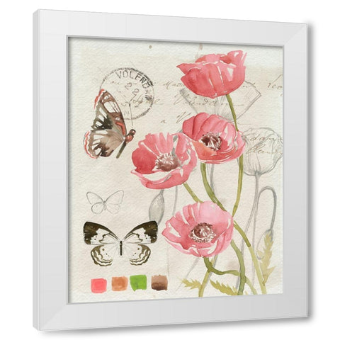 Field Notes Florals I White Modern Wood Framed Art Print by Parker, Jennifer Paxton