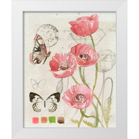 Field Notes Florals I White Modern Wood Framed Art Print by Parker, Jennifer Paxton