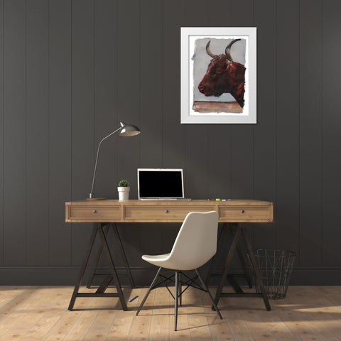 Cattle View I White Modern Wood Framed Art Print by Parker, Jennifer Paxton