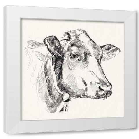 Holstein Portrait Sketch I White Modern Wood Framed Art Print by Parker, Jennifer Paxton