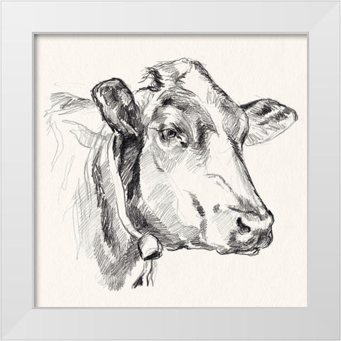 Holstein Portrait Sketch I White Modern Wood Framed Art Print by Parker, Jennifer Paxton