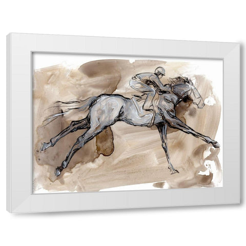 Off to the Races I White Modern Wood Framed Art Print by Parker, Jennifer Paxton
