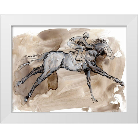 Off to the Races I White Modern Wood Framed Art Print by Parker, Jennifer Paxton