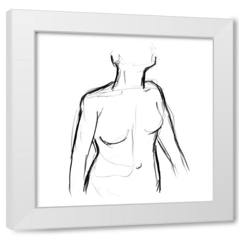 Linear Nude I White Modern Wood Framed Art Print by Vess, June Erica