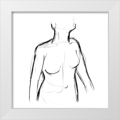 Linear Nude I White Modern Wood Framed Art Print by Vess, June Erica