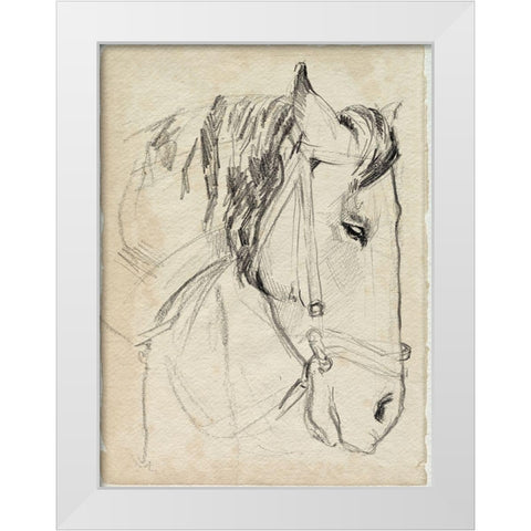 Horse in Bridle Sketch I White Modern Wood Framed Art Print by Parker, Jennifer Paxton