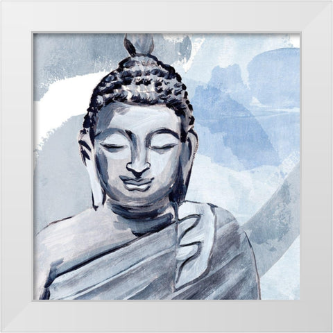 Awaken in Blue II White Modern Wood Framed Art Print by Warren, Annie