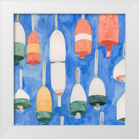 Salty Ocean Buoys II White Modern Wood Framed Art Print by Caroline, Emma
