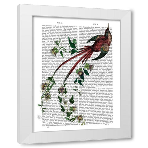 Passion Flower Bird White Modern Wood Framed Art Print by Fab Funky