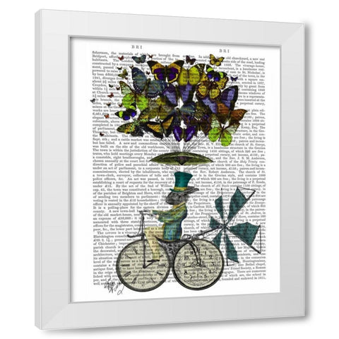 Time Flies Rabbit White Modern Wood Framed Art Print by Fab Funky