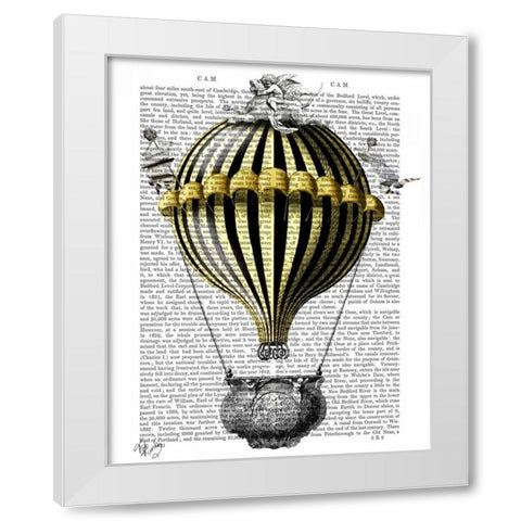 Baroque Fantasy Balloon 2 White Modern Wood Framed Art Print by Fab Funky