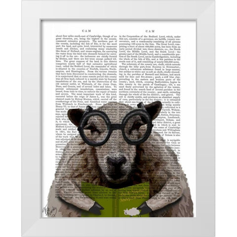 Intelligent Sheep White Modern Wood Framed Art Print by Fab Funky