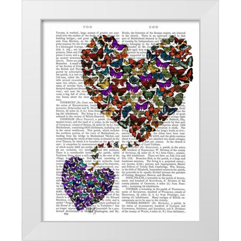 Two Butterfly Hearts White Modern Wood Framed Art Print by Fab Funky