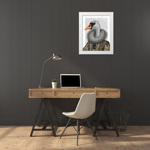 Elizabethan Swan White Modern Wood Framed Art Print by Fab Funky