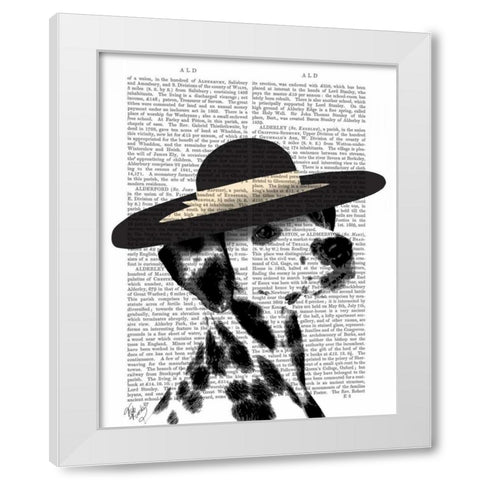 Dalmatian and Brimmed Black Hat White Modern Wood Framed Art Print by Fab Funky