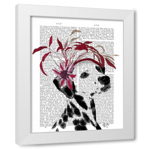 Dalmatian With Red Fascinator White Modern Wood Framed Art Print by Fab Funky