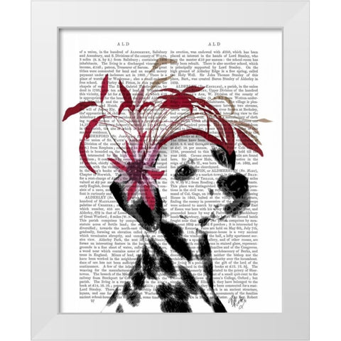Dalmatian With Red Fascinator White Modern Wood Framed Art Print by Fab Funky