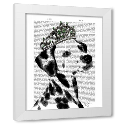 Dalmatian with Tiara White Modern Wood Framed Art Print by Fab Funky