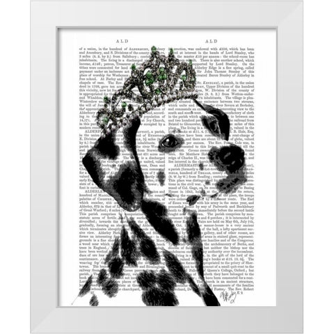 Dalmatian with Tiara White Modern Wood Framed Art Print by Fab Funky
