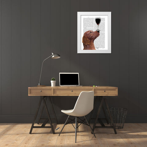 Red Setter Dog Au Vin White Modern Wood Framed Art Print by Fab Funky