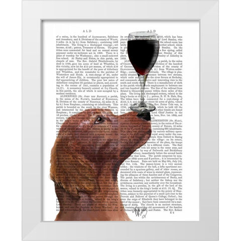 Red Setter Dog Au Vin White Modern Wood Framed Art Print by Fab Funky