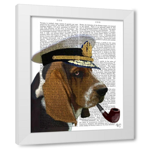Basset Hound Sea Dog White Modern Wood Framed Art Print by Fab Funky