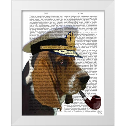 Basset Hound Sea Dog White Modern Wood Framed Art Print by Fab Funky