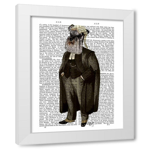 Schnauzer Lawyer White Modern Wood Framed Art Print by Fab Funky