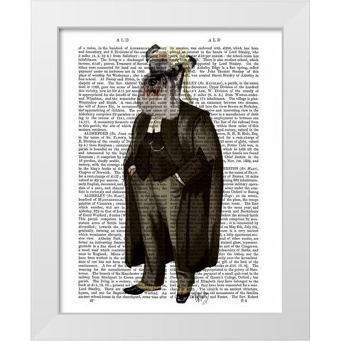 Schnauzer Lawyer White Modern Wood Framed Art Print by Fab Funky