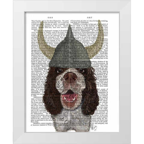 Springer Spaniel Viking White Modern Wood Framed Art Print by Fab Funky